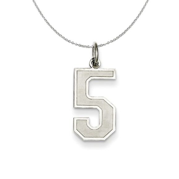 Sterling Silver, Jersey Collection, Medium Number 5 Necklace - 16 inch - Picture 1 of 7